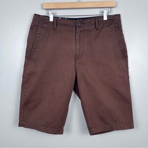 Volcom Men's Cotton Brown Chino Skater Shorts Size 33; Streetwear, Casual, Skate